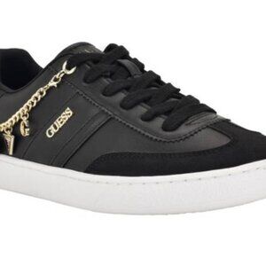 Guess Women's Naoko Charm Lace-up Court Sneakers, Size 9 & 9.5, Black